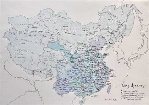 I drew map of Qing dynasty at its greatest extent late 18th century ...