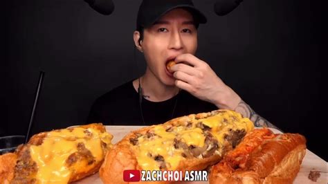 ZACH CHOI ASMR *BITES ONLY* PHILLY CHEESESTEAKS ASMR - YouTube