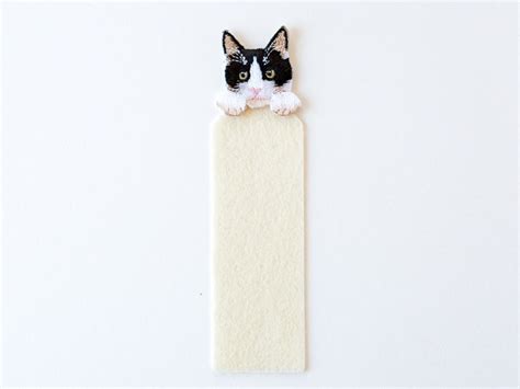 Cat Bookmarker / Black and White Cat - Etsy