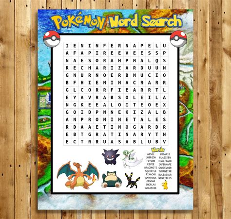 Pokemon Inspired Word Search Game Word Find Game Pokemon | Etsy