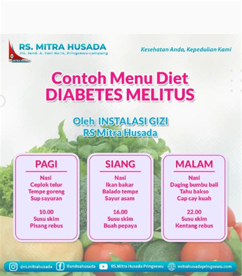 Contoh menu diet Diabetes Melitus - RS Mitra Husada Pringsewu