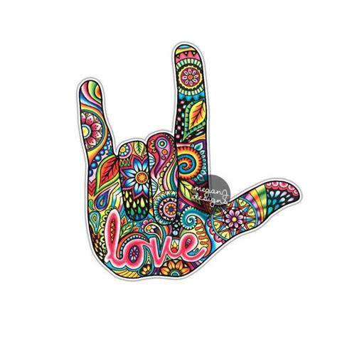 I Love You Sign Language Hand Sticker Decal Multicolor Car - Etsy | Sign language art, Hand ...