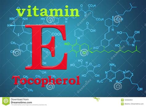 Vitamin E, Tocopherols. Chemical Formula, Molecular Structure Stock ...