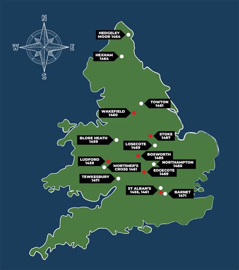 Map of the Battles - Wars of the Roses