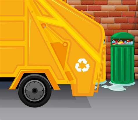 Garbage truck picking up trash 605541 Vector Art at Vecteezy