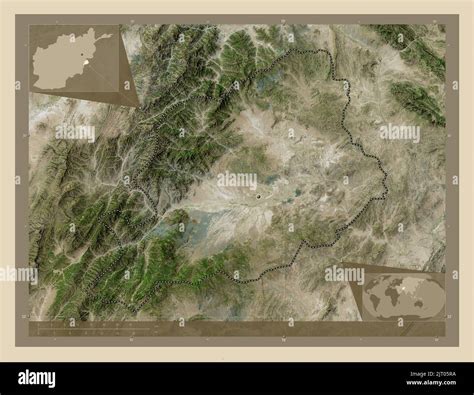 Khost, province of Afghanistan. High resolution satellite map. Corner ...