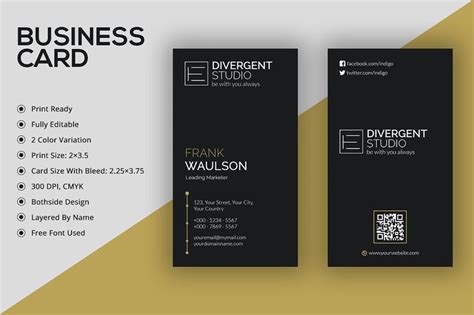 Vertical Business Card | Business card fonts, Vertical business cards, Business cards creative ...