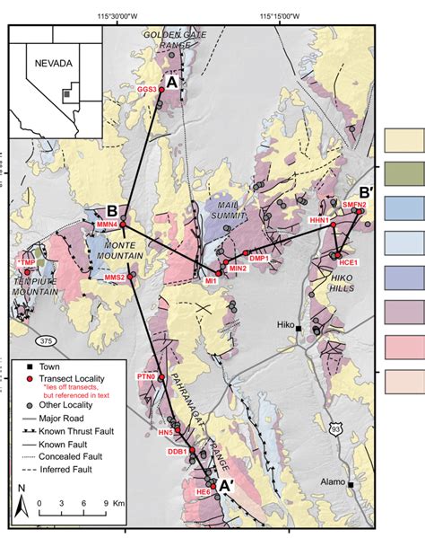 Geologic map of the Alamo impact region, Lincoln County, southeastern ...