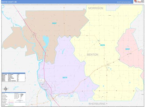 Benton County, MN Wall Map Color Cast Style by MarketMAPS