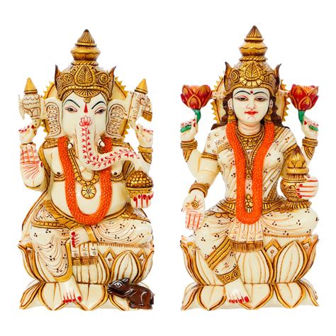 Buy Mukundra Art N Craft,9", Lord Ganesha and Lakshmi Idol Statue ...