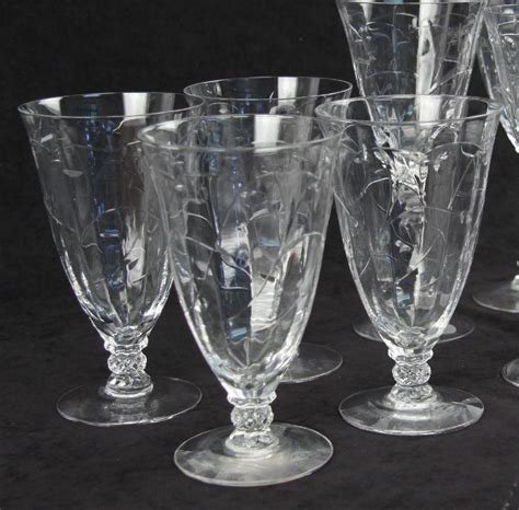 FOSTORIA MULBERRY PATTERN CRYSTAL STEMWARE LOT