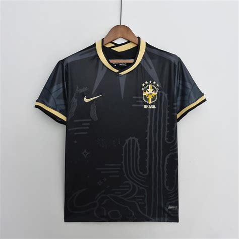 Brazil 2022 2023 Black Football Soccer Jersey Shirt Free Shipping