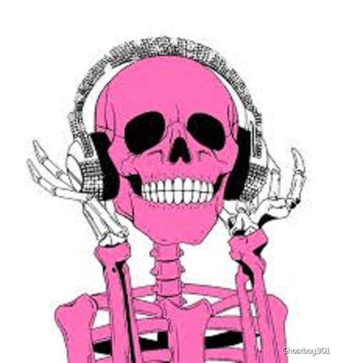 "Pink Skeleton listening to music " by Ghostboy301 | Redbubble