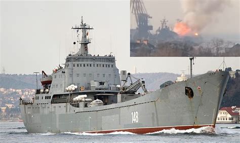 Russian Navy Large Landing Ship explosion, fire after Ukrainian attack VIDEO - FleetMon Maritime ...