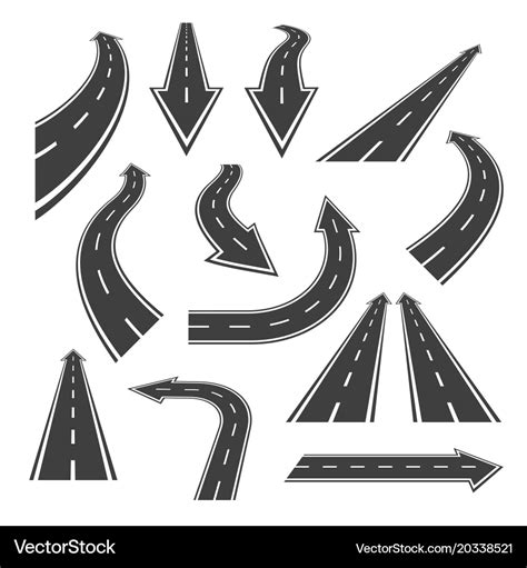 Arrow road set road arrows with white markings Vector Image