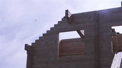 Frame Of Building Wooden Log House On Blue Stock Footage SBV-348585685 ...