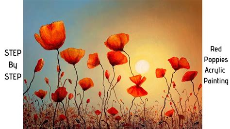 Red Poppies STEP by STEP Acrylic Painting (ColorByFeliks) - YouTube