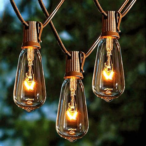 Outdoor String Lights 25Ft with 25 Edison Bulbs Vintage Bistro String Lights Waterproof Patio ...