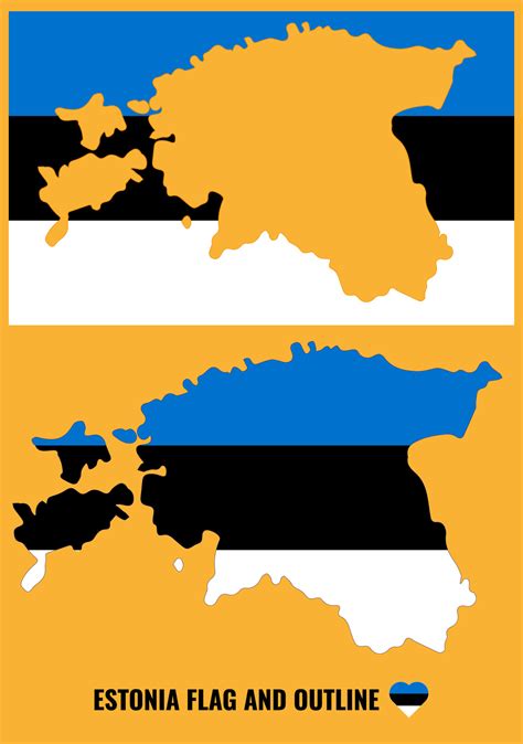 Flag of Estonia and outline. Flag Map of Estonia. Vector illustration ...