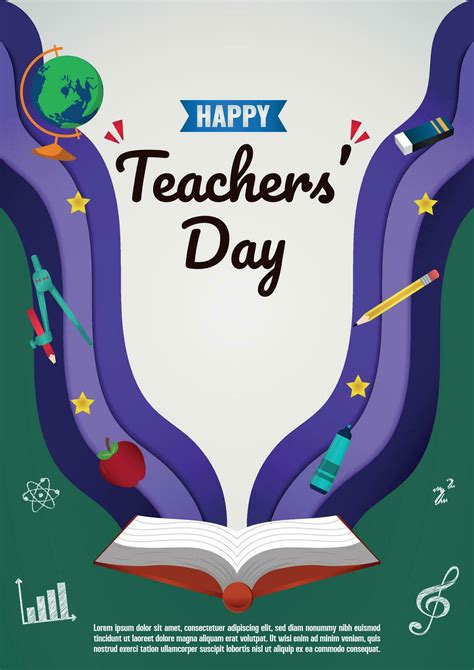 Poster Template Happy Teachers' Day Background V4 28241553 Vector Art ...