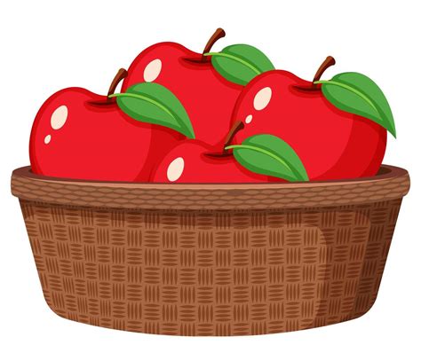 Red apples in the basket isolated 1426704 Vector Art at Vecteezy