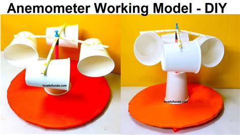 anemometer working model using paper cups - diy - science project exhibition | howtofunda - YouTube
