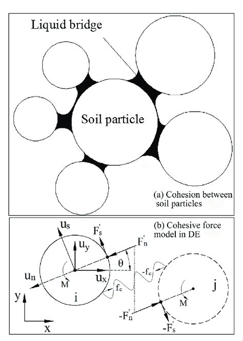 Cohesion betweens soil particles and according DE model. | Download ...