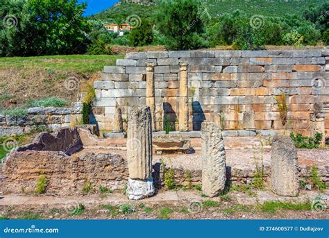 North Portico of the Agora of Archaeological Site of Ancient Mes Stock Image - Image of ...