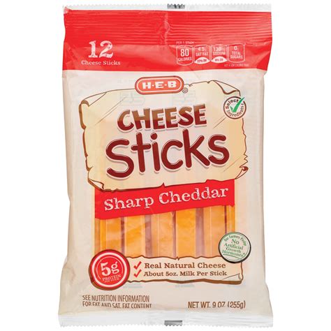 H-E-B Sharp Cheddar Cheese Sticks, 12 ct - Shop Cheese at H-E-B