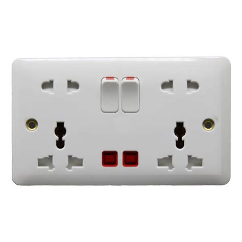 16a 2 Gang 10 Pin Multi Function Universal Switched Socket With Neon - Buy Multi Function Socket ...