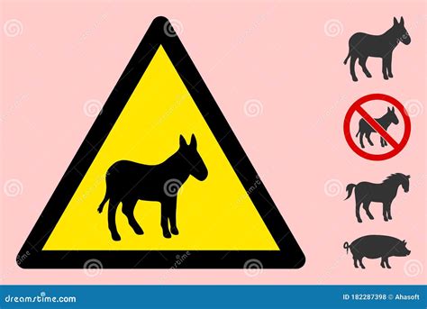 Attention Donkey Driving. On Red Triangle. Road Sign Att Vector Illustration | CartoonDealer.com ...