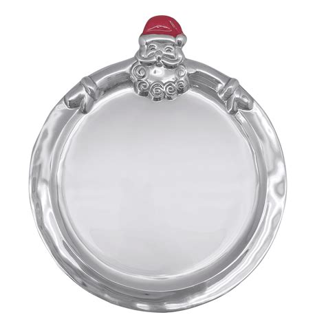 Silver Round Santa Cookie Platter - Templeton Silver