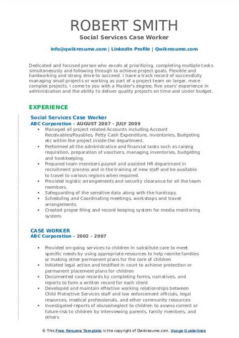 Case Worker Resume Samples | QwikResume