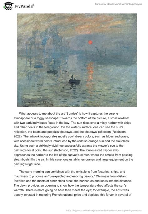 Sunrise by Claude Monet: A Painting Analysis - 314 Words | Critical ...