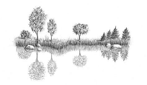 how to make reflection on a lake in drawing | Water drawing, Drawings, Lake art