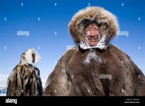 Portrait of an 'Eskimo'. Gojahaven is a town in the far north of canada where 1000 IInuits are ...