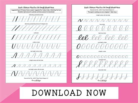 Basic Strokes Worksheets for Small Brush Pens | Brush pen calligraphy ...