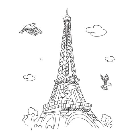 Download eiffel tower in paris linear drawing vector line illustration for free – Artofit