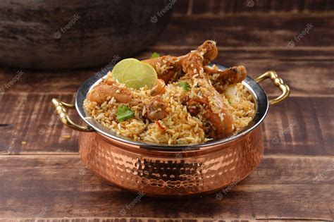 Premium Photo | Dum chicken biriyani, close up image of Kerala ...