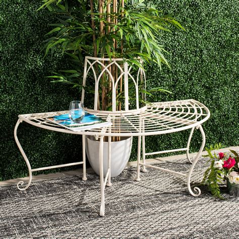 Safavieh Abia Semi Indoor/Outdoor Wrought Iron Rustic Tree Bench ...