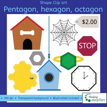 Pentagon, hexagon, octagon 2D Clip art (shapes) by ThinkingCaterpillars