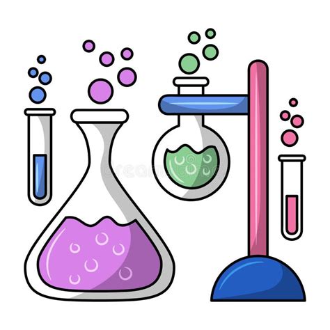 Science Lab Beakers and Test Tubes Colored Vector Illustration Stock Vector - Illustration of ...