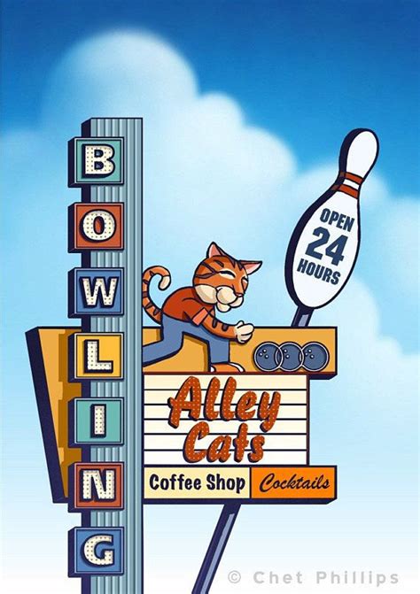 Bowling Alley Cats Googie Sign - Etsy | Retro signage, Vintage neon signs, Alley cat