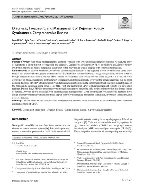 Sindrome de Dejerine Roussy | PDF | Pain | Botulinum Toxin