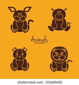 Cute Baby Animals Big Nose Cartoon Stock Vector (Royalty Free ...