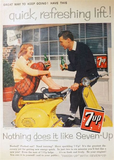 1958 Seven-Up 7-Up Ad ~ Vintage Vespa, Vintage Beverage Ads (Other ...