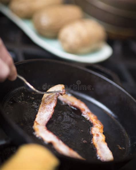 Sizzling bacon stock image. Image of pork, strip, meat - 49379439