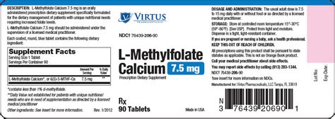 L-Methylfolate Calcium - FDA prescribing information, side effects and uses