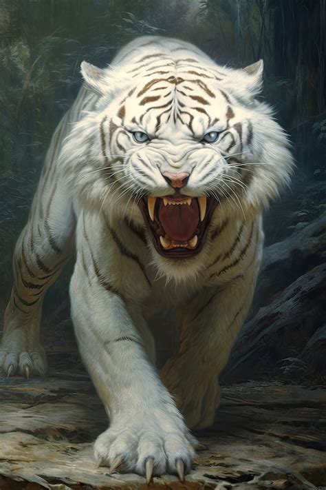 Angry White Tiger Wallpaper