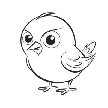 Cute Cartoon Bird Drawing On A White Background Outline Sketch Vector ...